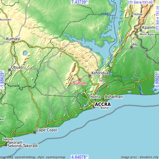 Topographic map of Suhum