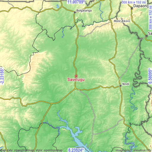 Topographic map of Savelugu