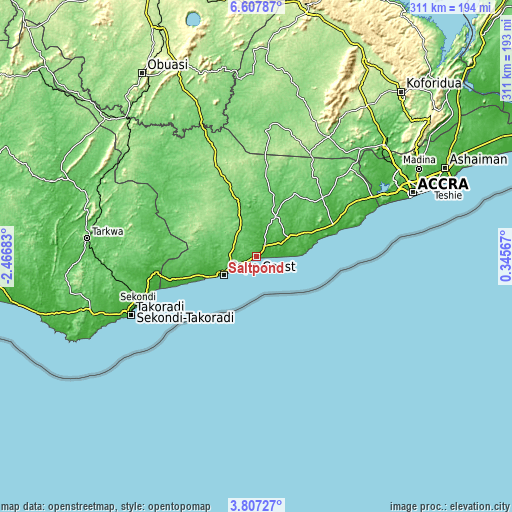 Topographic map of Saltpond