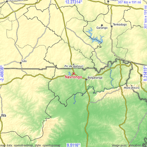 Topographic map of Navrongo