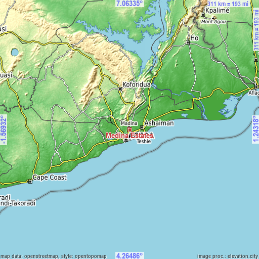 Topographic map of Medina Estates