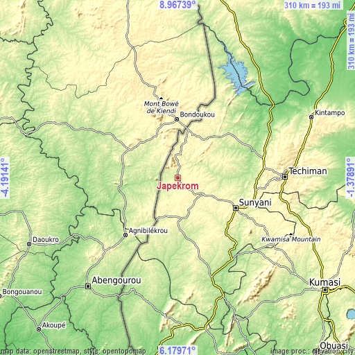 Topographic map of Japekrom