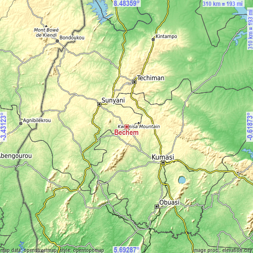 Topographic map of Bechem