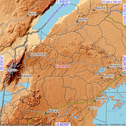 Topographic map of Kyegegwa