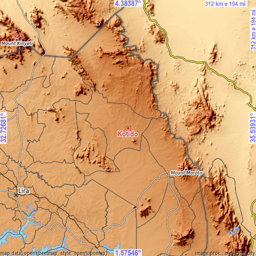 Topographic map of Kotido