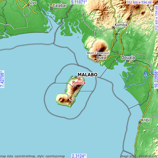 Topographic map of Rebola