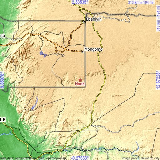 Topographic map of Nsok