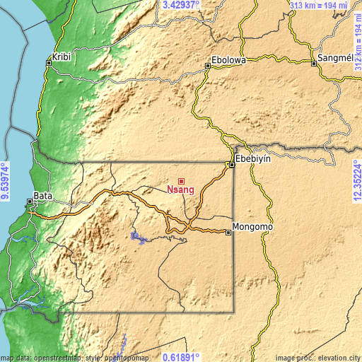 Topographic map of Nsang