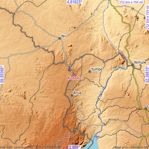 Topographic map of Koboko
