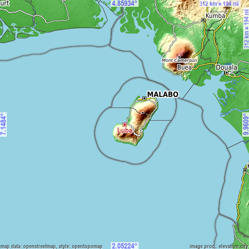 Topographic map of Luba