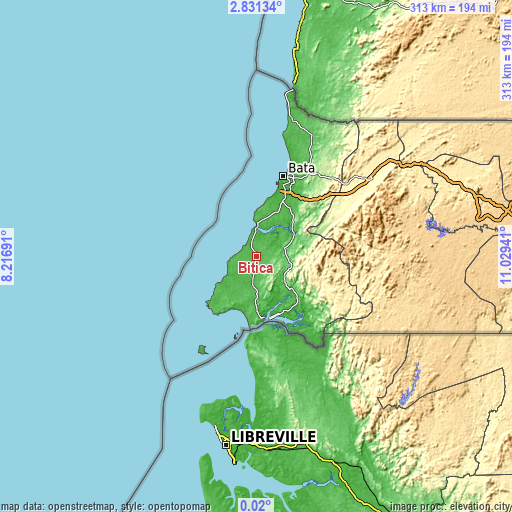 Topographic map of Bitica