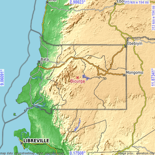 Topographic map of Bicurga