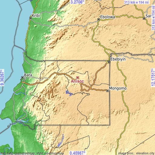 Topographic map of Añisoc