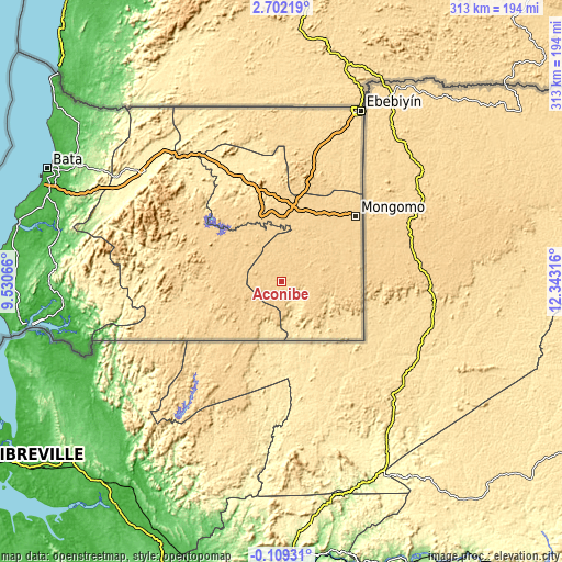 Topographic map of Aconibe