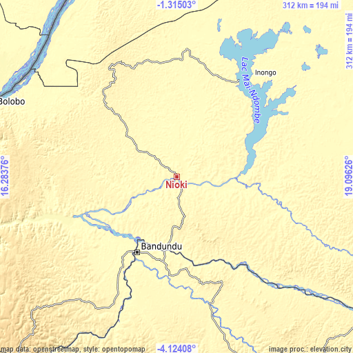 Topographic map of Nioki