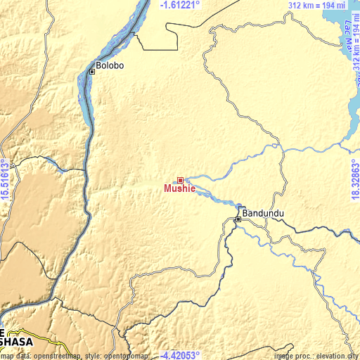 Topographic map of Mushie