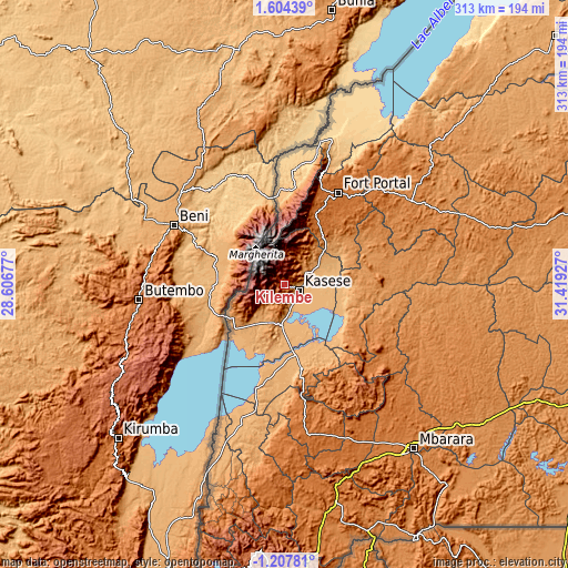 Topographic map of Kilembe