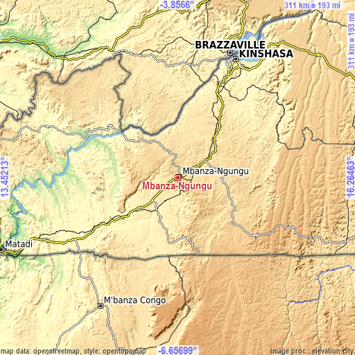 Topographic map of Mbanza-Ngungu