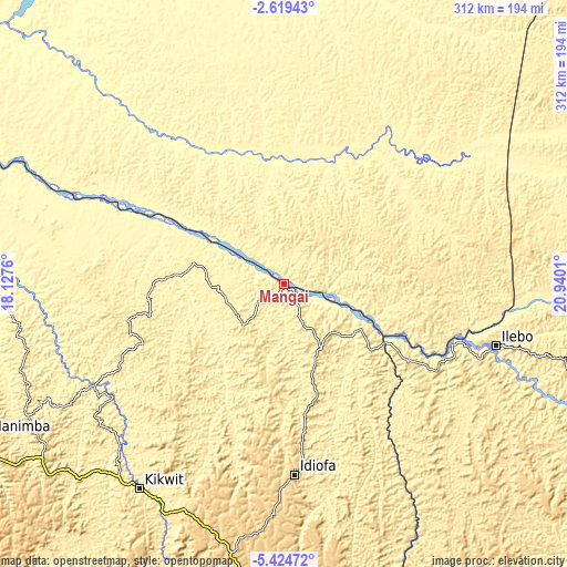 Topographic map of Mangai