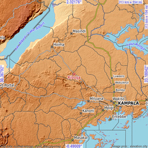 Topographic map of Kiboga