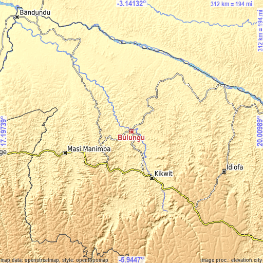 Topographic map of Bulungu
