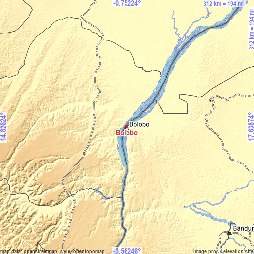 Topographic map of Bolobo