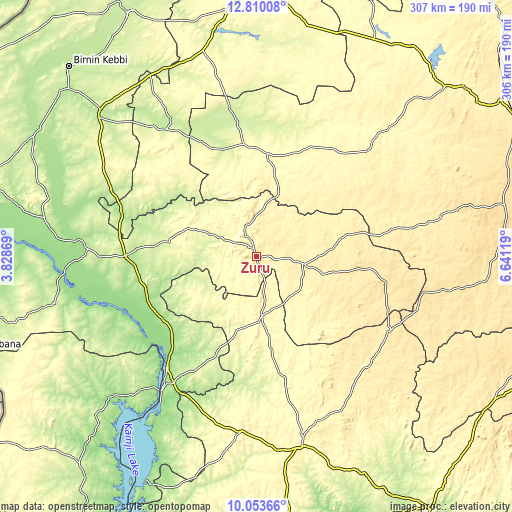 Topographic map of Zuru