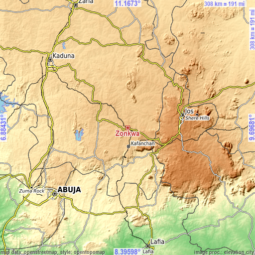 Topographic map of Zonkwa