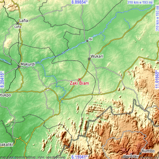 Topographic map of Zaki Biam