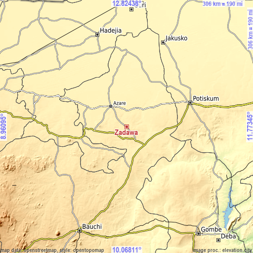 Topographic map of Zadawa