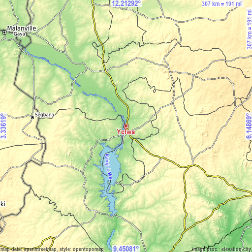 Topographic map of Yelwa