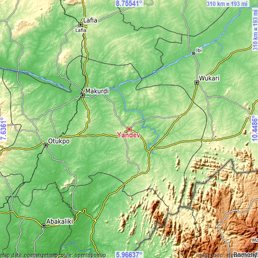 Topographic map of Yandev