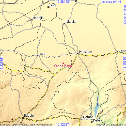 Topographic map of Yanda Bayo