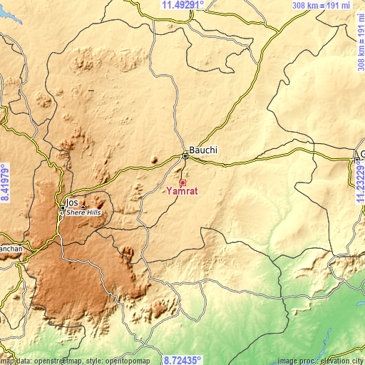 Topographic map of Yamrat