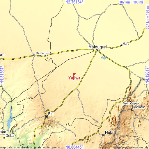 Topographic map of Yajiwa