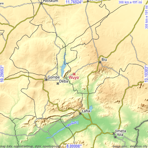 Topographic map of Wuyo