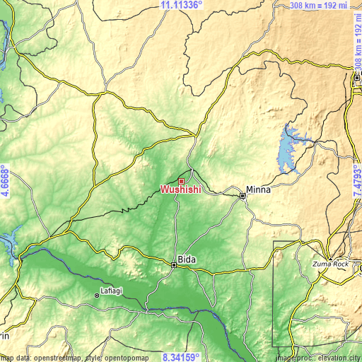 Topographic map of Wushishi