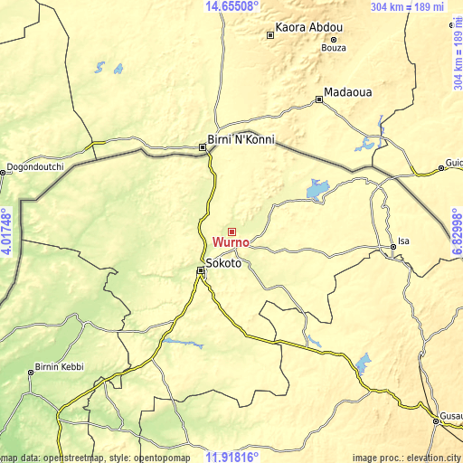 Topographic map of Wurno