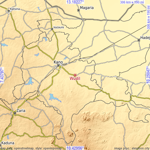 Topographic map of Wudil