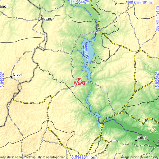 Topographic map of Wawa