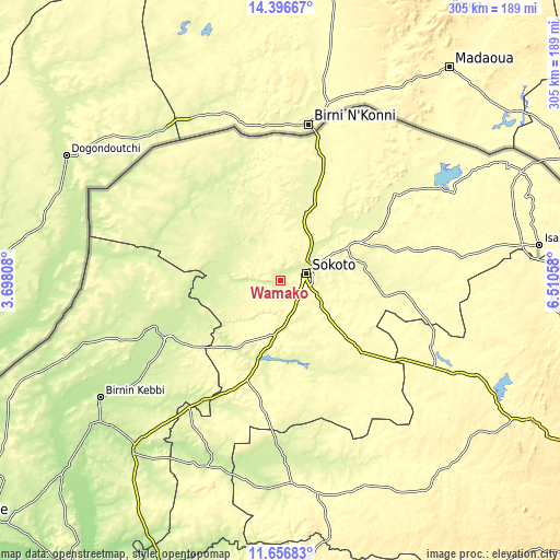 Topographic map of Wamako