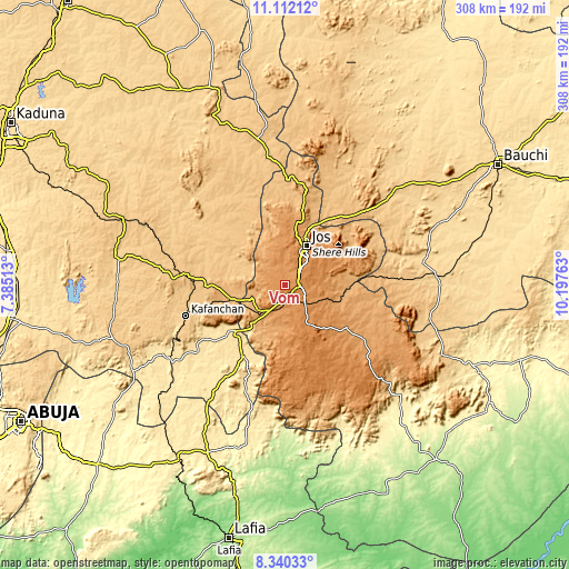 Topographic map of Vom