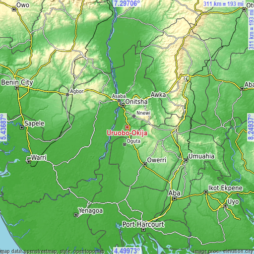 Topographic map of Uruobo-Okija