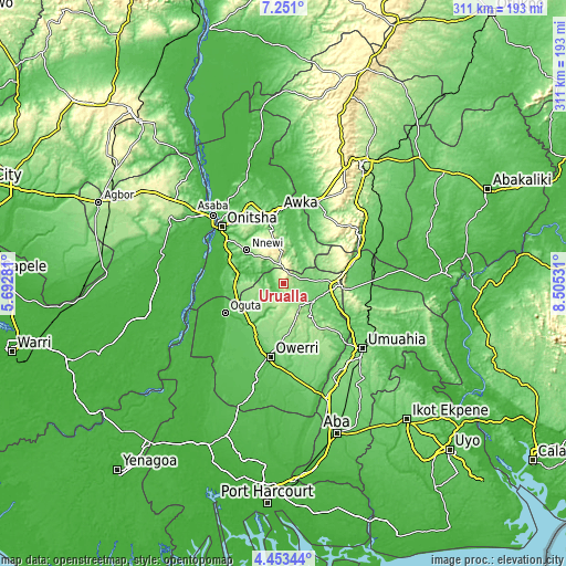 Topographic map of Urualla