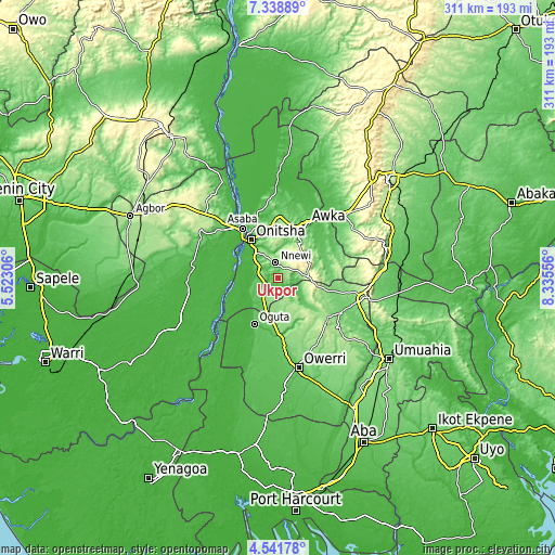 Topographic map of Ukpor