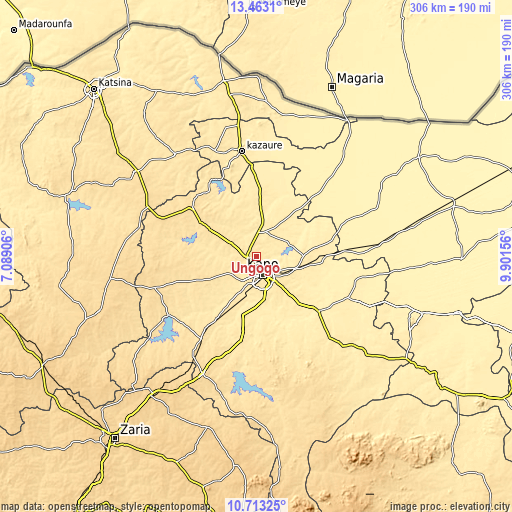 Topographic map of Ungogo