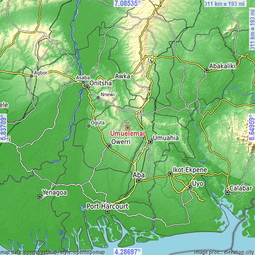 Topographic map of Umuelemai