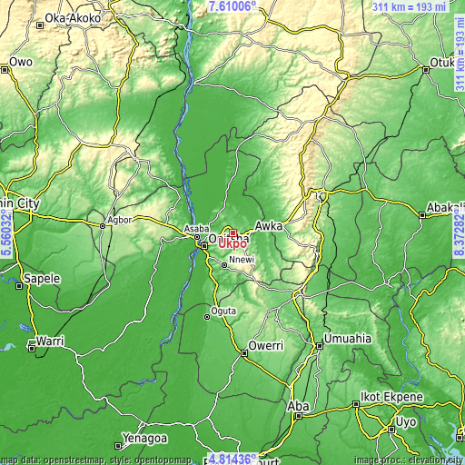 Topographic map of Ukpo