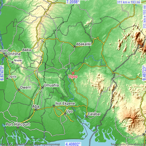 Topographic map of Ugep