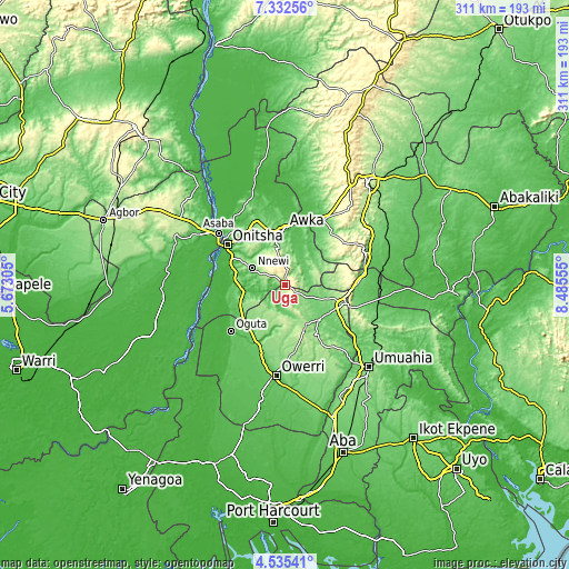 Topographic map of Uga